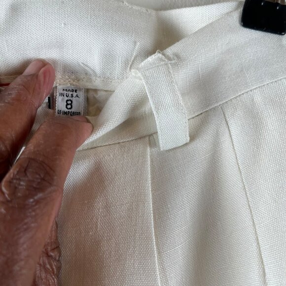 Vintage Talbots Linen Pleated White Skirt 8 - Picture 5 of 5